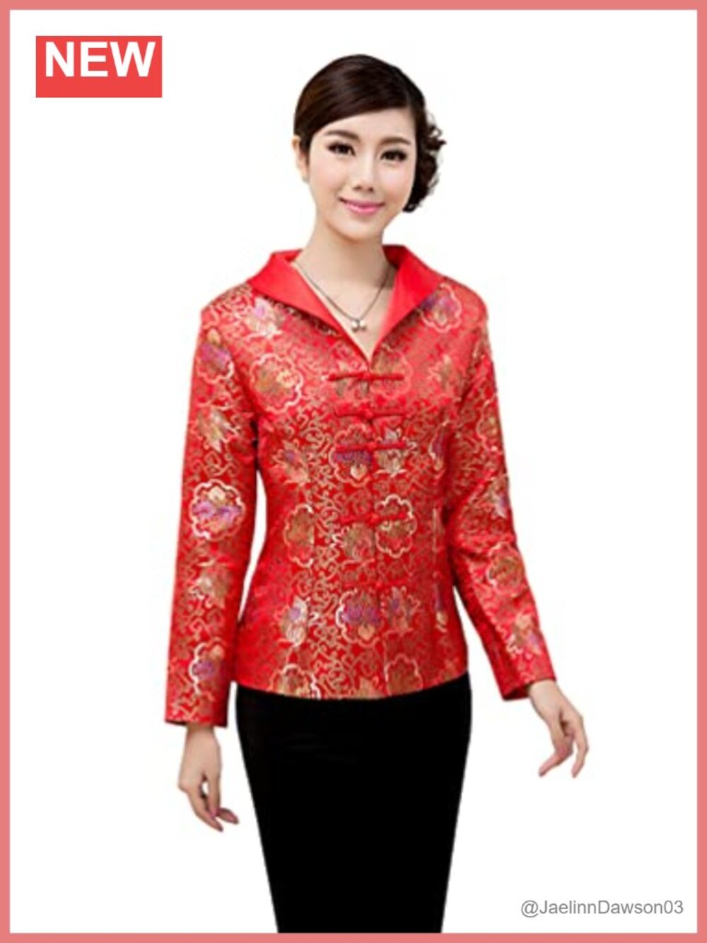 Women's Auspicious Floral Brocade Chinese Jacket Frog Buttons